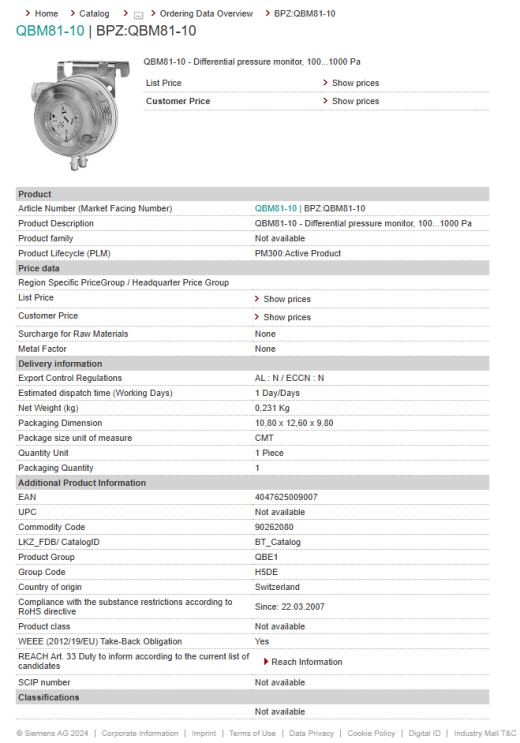 压差开关-西门子QBM81-10缩略图